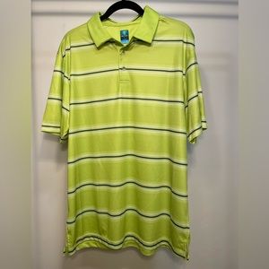 Pro Tour coolplay Polo Shirt Men's L Green Golf Striped Short-Sleeved